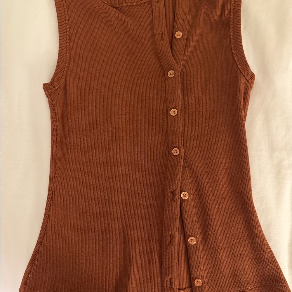 Kookai Women's Tan Button-Up Tank Top - Picture 6 of 6